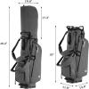 KVV Lightweight Golf Stand Bag with 7 Way Full-Length Dividers, 5 Zippered Pockets, Automatically Adjustable Dual Straps，Elegant Design(Charcoal)