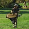 KVV Lightweight Golf Stand Bag with 7 Way Full-Length Dividers, 5 Zippered Pockets, Automatically Adjustable Dual Straps，Elegant Design(Khaki)