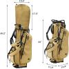 KVV Lightweight Golf Stand Bag with 7 Way Full-Length Dividers, 5 Zippered Pockets, Automatically Adjustable Dual Straps，Elegant Design(Khaki)