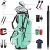 KVV Lightweight Golf Stand Bag with 7 Way Full-Length Dividers, 5 Zippered Pockets, Automatically Adjustable Dual Straps，Elegant Design(Lagon)