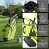 KVV Lightweight Golf Stand Bag with 7 Way Full-Length Dividers, 5 Zippered Pockets, Automatically Adjustable Dual Straps，Elegant Design(Lime)