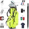 KVV Lightweight Golf Stand Bag with 7 Way Full-Length Dividers, 5 Zippered Pockets, Automatically Adjustable Dual Straps，Elegant Design(Lime)