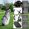 KVV Lightweight Golf Stand Bag with 7 Way Full-Length Dividers, 5 Zippered Pockets, Automatically Adjustable Dual Straps，Elegant Design(White)