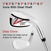 KVV Men’s Golf Clubs Package Set, 11-Club Complete Set with/Without Stand Bag/7-Piece Irons (5~P#), Right Handed/Left Handed(Black)