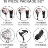 KVV Men’s Golf Clubs Package Set, 11-Club Complete Set with/Without Stand Bag/7-Piece Irons (5~P#), Right Handed/Left Handed(Black/Red)