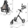 KVV Mini-Pro Deluxe Golf Cart for All Age Groups,Golf Push Cart with Adjustable Upper Bracket, 360 Swivel Front Wheel, Ultra-Compact Size（Charcoal）(KVV-MP300)