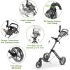 KVV Mini-Pro Deluxe Golf Cart for All Age Groups,Golf Push Cart with Adjustable Upper Bracket, 360 Swivel Front Wheel, Ultra-Compact Size（Charcoal）(KVV-MP300)