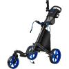 KVV 3 Wheel 360 Rotating Front Wheel Golf Push Cart Open and Close in ONE Second-Free Umbrella Holder Included(Blue/Black)