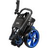 KVV 3 Wheel Golf Push Cart Ultra Lightweight Smallest Folding Size, New-Version Scorecard Holder(Black/Blue)