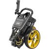 KVV 3 Wheel Golf Push Cart Ultra Lightweight Smallest Folding Size, New-Version Scorecard Holder(Charcoal/Yellow)