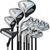 KVV Premium Right Hand Golf Club Set 11-Piece Set for Women, Including Driver, Fairway, Hybrid, 5#-P# Irons, Putter Steel Shaft Regular Flex Golf Clubs, with/Without Golf Bag(Blue)
