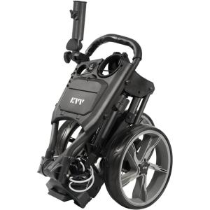 KVV 3 Wheel Golf Push Cart Ultra Lightweight Smallest Folding Size, New-Version Scorecard Holder(Charcoal)