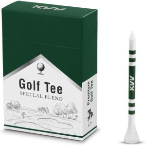 KVV Bamboo Golf Tees – 18-Pack in Cigarette-Style Case, 3-1/4 Inch for Drivers, Irons & Hybrids – Durable, Sustainable & Stylish Golf Tees for All Golfers(Green)