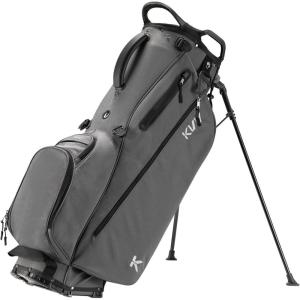 KVV Lightweight Golf Stand Bag with 7 Way Full-Length Dividers, 5 Zippered Pockets, Automatically Adjustable Dual Straps，Elegant Design(Charcoal)