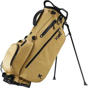 KVV Lightweight Golf Stand Bag with 7 Way Full-Length Dividers, 5 Zippered Pockets, Automatically Adjustable Dual Straps，Elegant Design(Khaki)