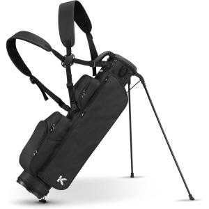 KVV Lightweight Pitch and Putt Golf Bag with Stand, Adjustable Dual Straps, Golf Stand Bag for Extra Storage in a Smaller Size(Black)