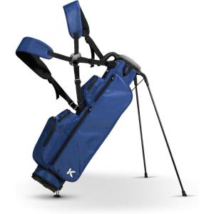 KVV Lightweight Pitch and Putt Golf Bag with Stand, Adjustable Dual Straps, Golf Stand Bag for Extra Storage in a Smaller Size(Navy)