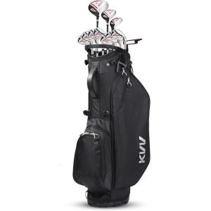 KVV Men’s Golf Clubs Package Set, 11-Club Complete Set with/Without Stand Bag/7-Piece Irons (5~P#), Right Handed/Left Handed(Black/Red)