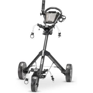 KVV Mini-Pro Deluxe Golf Cart for All Age Groups,Golf Push Cart with Adjustable Upper Bracket, 360 Swivel Front Wheel, Ultra-Compact Size（Charcoal）(KVV-MP300)