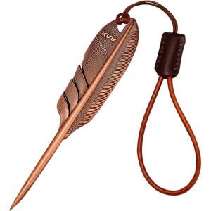 KVV Premium Single-Prong Feather-Inspired Divot Tool with Leather Lanyard – Perfect Golf Gift for Golfers(Warm Copper)