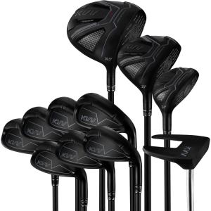 KVV Ultra Lightweight Club Set with Graphite Shafts, Titanium Driver, 11-Piece PVD Coated Clubs, 5-S# Irons, Right-Handed for Men No Golf Bag Included