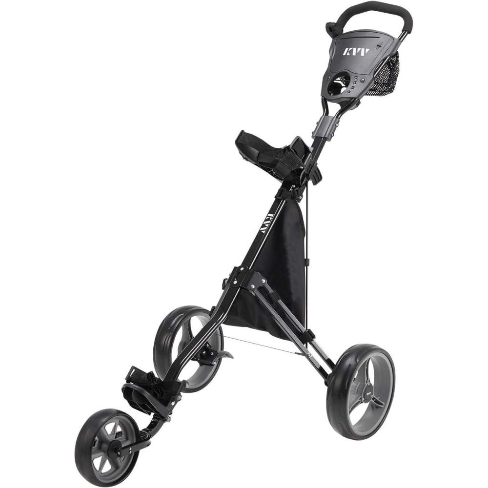 imageKVV Foldable Lightweight 3 Wheel Golf Cart with Stylish Scorecard Holder Storage BagEasy to Open and Close