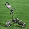 KVV 3 Wheel Compact Flat Folding Design Golf Push-Pull Cart with Lightweight and Sturdy Aluminum Frame(Charcoal)