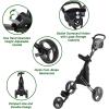 KVV Foldable Lightweight 3 Wheel Golf Cart with Stylish Scorecard Holder, Storage Bag-Easy to Open and Close