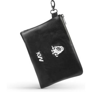 KVV Premium Waterproof Golf Pouch – PU Leather Accessory Bag with Velvet Lining | Compact & Durable Design for Golf Essentials(Black)