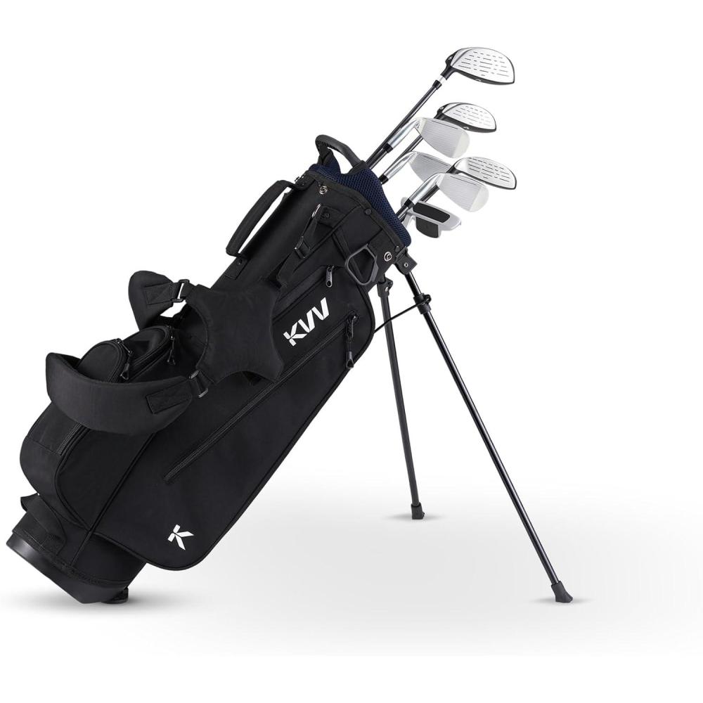imageKVV Junior Golf Clubs Set Ages 312 Complete Kids Golf Set with Lightweight Stand Bag Driver Fairway Hybrid Irons Wedge amp Putter Right Handed for Girls amp BoysBlack