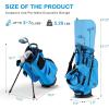 KVV Junior Golf Clubs Set Ages 3-12, Complete Kids Golf Set with Lightweight Stand Bag, Driver, Fairway, Hybrid, Irons, Wedge & Putter Right Handed for Girls & Boys(Blue)