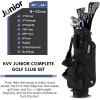 KVV Junior Golf Clubs Set Ages 3-12, Complete Kids Golf Set with Lightweight Stand Bag, Driver, Fairway, Hybrid, Irons, Wedge & Putter Right Handed for Girls & Boys(Black)