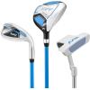 KVV Junior Golf Clubs Set Ages 3-12, Complete Kids Golf Set with Lightweight Stand Bag, Driver, Fairway, Hybrid, Irons, Wedge & Putter Right Handed for Girls & Boys(Blue)