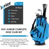 KVV Junior Golf Clubs Set Ages 3-12, Complete Kids Golf Set with Lightweight Stand Bag, Driver, Fairway, Hybrid, Irons, Wedge & Putter Right Handed for Girls & Boys(Blue)