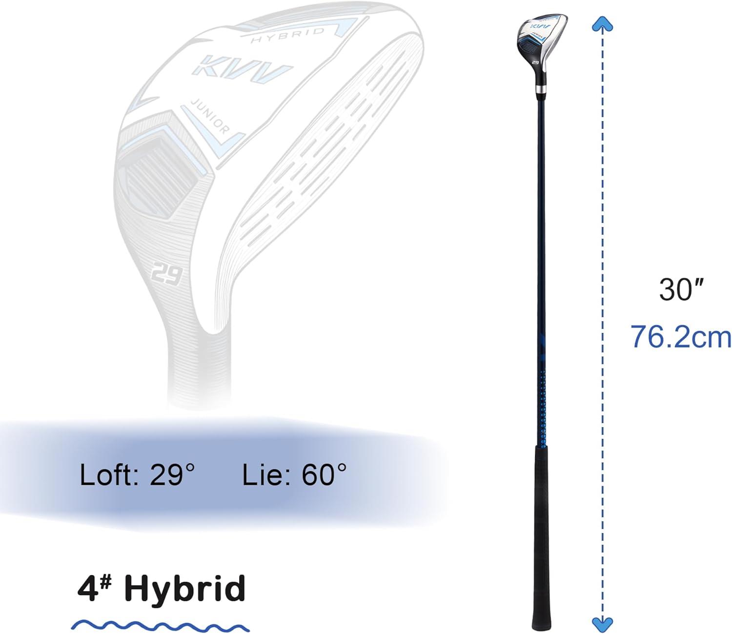 imageKVV Junior Golf Club Set for Kids Right Handed Driver Iron Putter White and Pink Ages 312 Perfect for Young GolfersAges 68 Blue