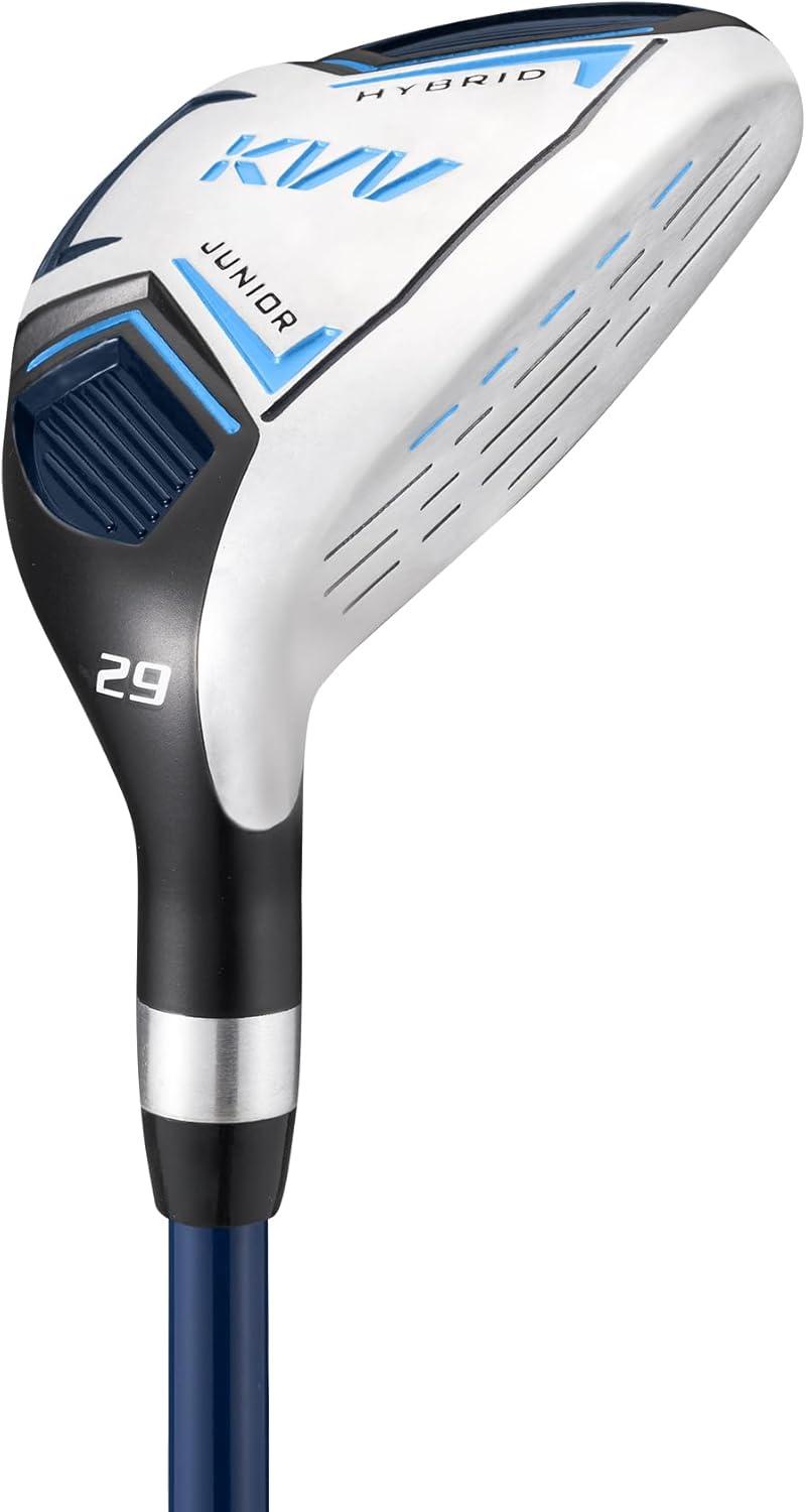 imageKVV Junior Golf Club Set for Kids Right Handed Driver Iron Putter White and Pink Ages 312 Perfect for Young GolfersAges 68 Blue