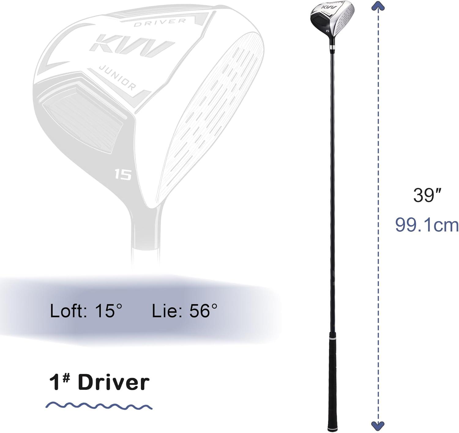 imageKVV Junior Golf Club Set for Kids Right Handed Driver Iron Putter White and Pink Ages 312 Perfect for Young GolfersAges 912 Black