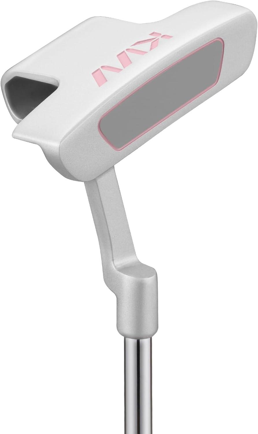 imageKVV Junior Golf Club Set for Kids Right Handed Driver Iron Putter White and Pink Ages 312 Perfect for Young GolfersAges35 Pink