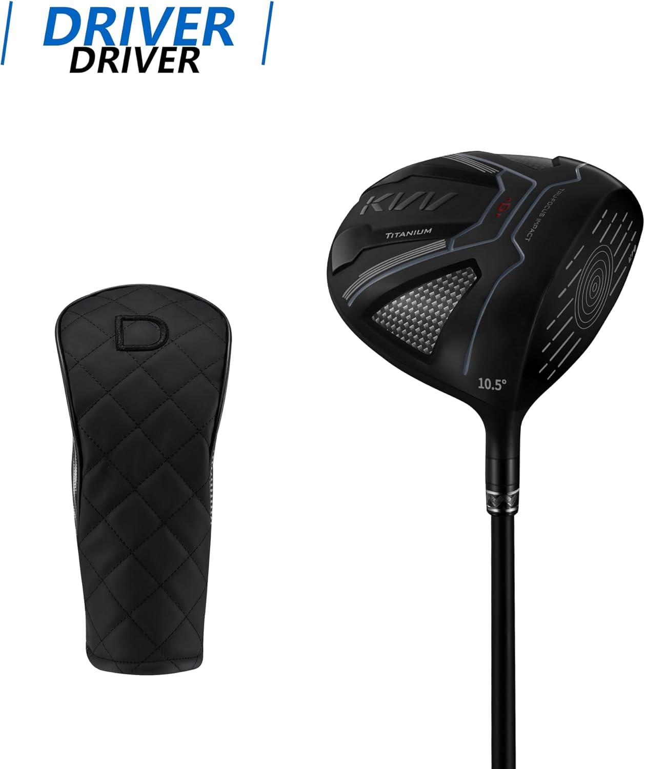 imageKVV Golf Driver for Man and Woman Titanium Driver with Headcover Right Handed Club Includes Headcover