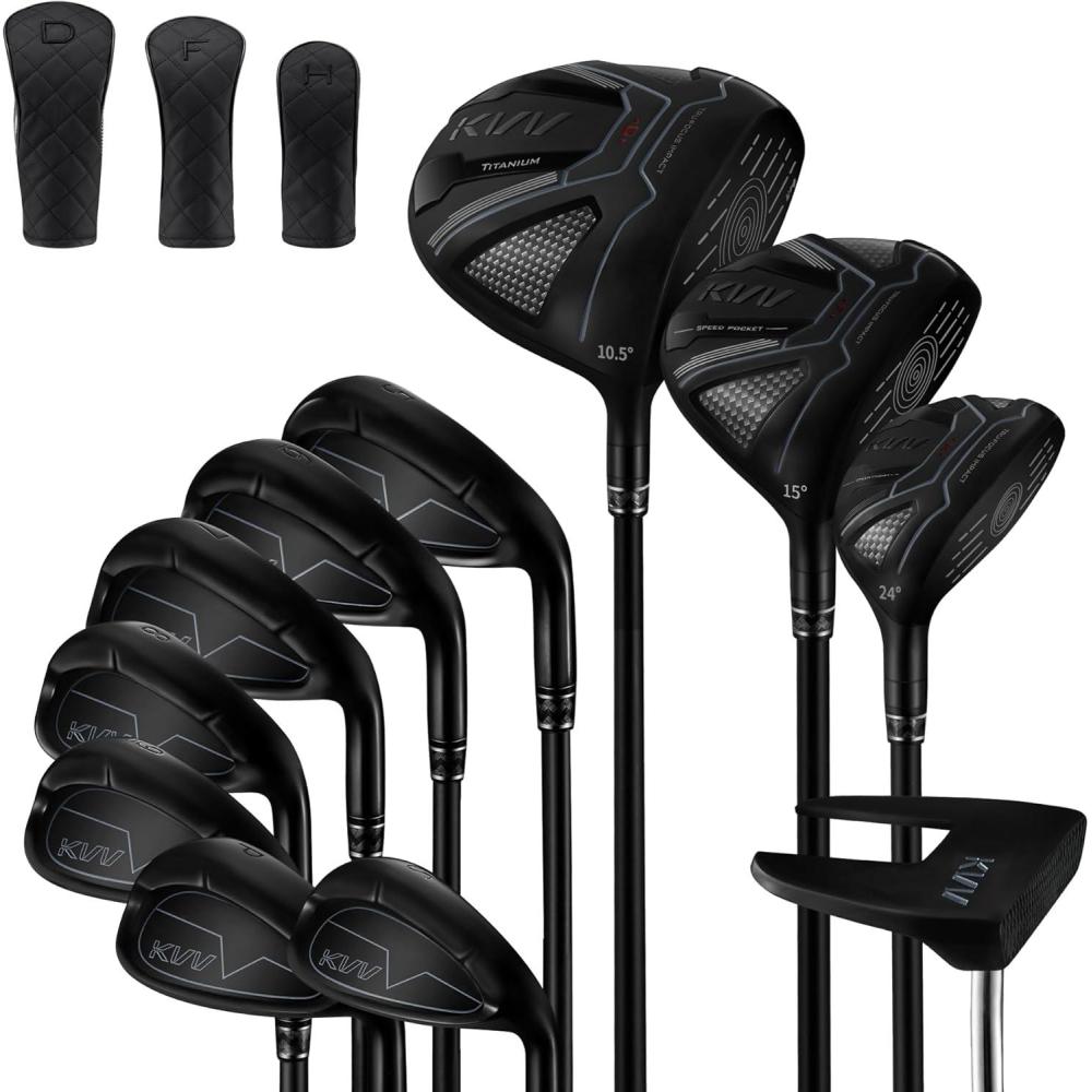 imageKVV Mens Right Handed Premium Golf Set 45 Titanium Driver Fits 5762 Bag Not Included