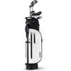 KVV 5-Way Velvet Top Golf Stand Bag – Lightweight Water-Resistant PU Leather Golf Carry Bag with Cooler Pocket & Rain Hood for Men & Women(Black & White)