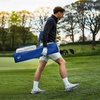 KVV Vintage PU Leather Golf Sunday Bag, Portable Golf Club Carry Bag with 2-Way Divider(Blue & White)