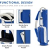 KVV Vintage PU Leather Golf Sunday Bag, Portable Golf Club Carry Bag with 2-Way Divider(Blue & White)