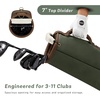 KVV Vintage PU Leather Golf Sunday Bag, Portable Golf Club Carry Bag with 2-Way Divider(Green & Brown)