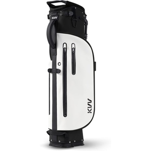 KVV 5-Way Velvet Top Golf Stand Bag – Lightweight Water-Resistant PU Leather Golf Carry Bag with Cooler Pocket & Rain Hood for Men & Women(Black & White)