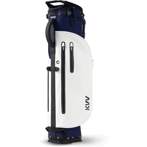 KVV 5-Way Velvet Top Golf Stand Bag – Lightweight Water-Resistant PU Leather Golf Carry Bag with Cooler Pocket & Rain Hood for Men & Women(Blue & White)