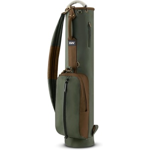 KVV Vintage PU Leather Golf Sunday Bag, Portable Golf Club Carry Bag with 2-Way Divider(Green & Brown)
